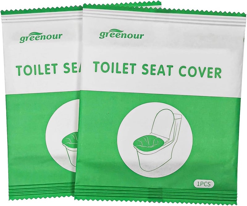 Greenour Toilet Seat Cover Disposable Flushable Travel Pack Extra Large Portable Paper Toilet Seat Covers for Public Restrooms, Airplane-Pack of 10 - Image 3